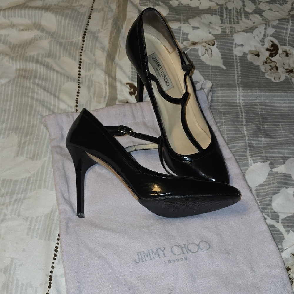 Jimmy Choo Glossy T-strap Heels